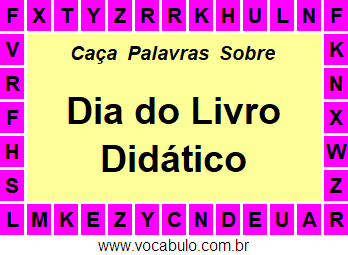 Caça Palavras Sobre o Dia do Livro Didático