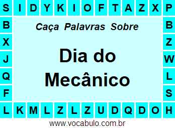 Caça Palavras Dia do Mecânico