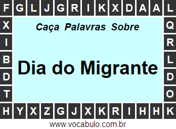 Caça Palavras Sobre o Dia do Migrante