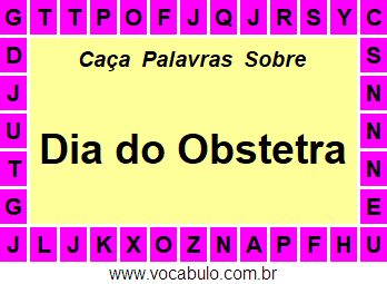 Caça Palavras Sobre o Dia do Obstetra