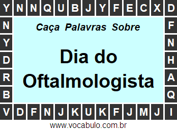 Caça Palavras Dia do Oftalmologista