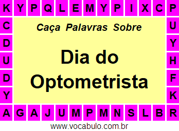 Caça Palavras Sobre o Dia do Optometrista