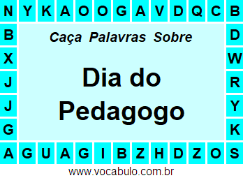 Caça Palavras Dia do Pedagogo