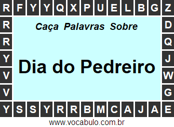 Caça Palavras Dia do Pedreiro