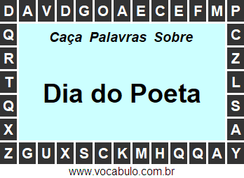 Caça Palavras Dia do Poeta