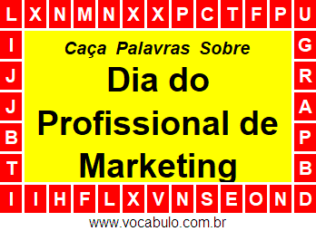 Caça Palavras Sobre o Dia do Profissional de Marketing