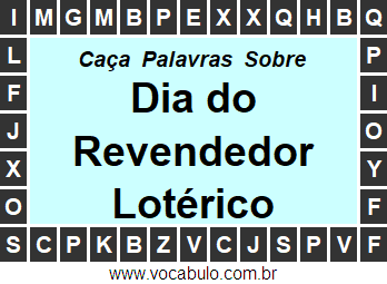 Caça Palavras Sobre o Dia do Revendedor Lotérico