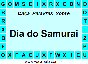 Caça Palavras Sobre o Dia do Samurai