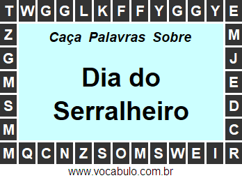 Caça Palavras Dia do Serralheiro