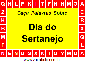 Caça Palavras Dia do Sertanejo