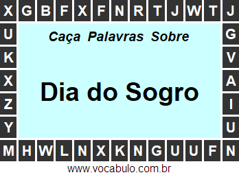 Caça Palavras Sobre o Dia do Sogro