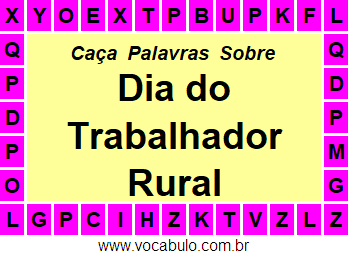 Caça Palavras Dia do Trabalhador Rural