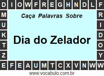 Caça Palavras Sobre o Dia do Zelador