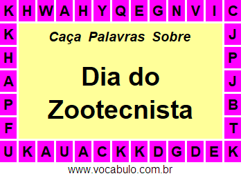 Caça Palavras Sobre o Dia do Zootecnista