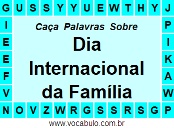 Caça Palavras Sobre o Dia Internacional da Família