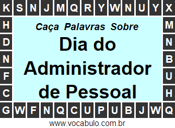 Caça Palavras Sobre o Dia Internacional do Administrador de Pessoal