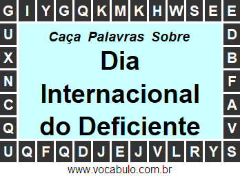 Caça Palavras Dia Internacional do Deficiente Físico