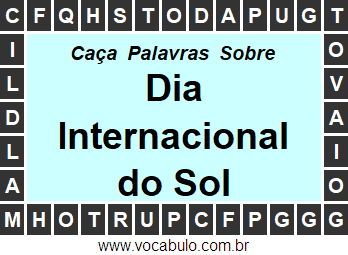 Caça Palavras Sobre o Dia Internacional do Sol