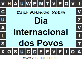 Caça Palavras Sobre o Dia Internacional dos Povos Indígenas