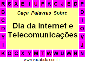 Caça Palavras Dia Mundial da Internet e das Telecomunicações