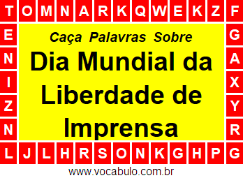 Caça Palavras Dia Mundial da Liberdade de Imprensa