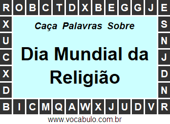 Caça Palavras Sobre o Dia Mundial da Religião