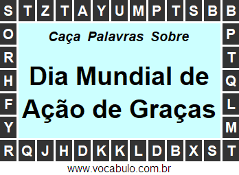 Caça Palavras Dia Mundial de Ação de Graças