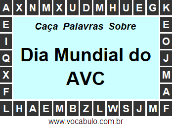 Caça Palavras Sobre o Dia Mundial do AVC Acidente Vascular Cerebral 