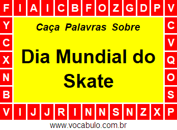 Caça Palavras Dia Mundial do Skate