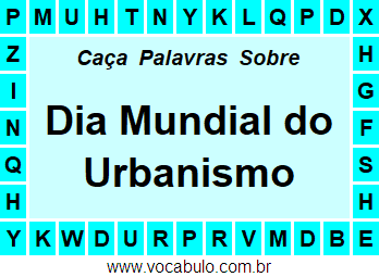 Caça Palavras Dia Mundial do Urbanismo