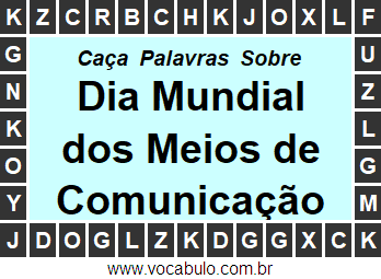 Caça Palavras Dia Mundial dos Meios de Comunicação