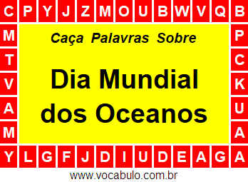 Caça Palavras Dia Mundial dos Oceanos