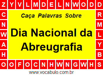 Caça Palavras Sobre o Dia Nacional da Abreugrafia