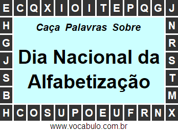 Caça Palavras Sobre o Dia Nacional da Alfabetização