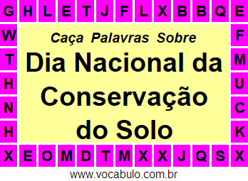 Caça Palavras Dia Nacional da Conservação do Solo