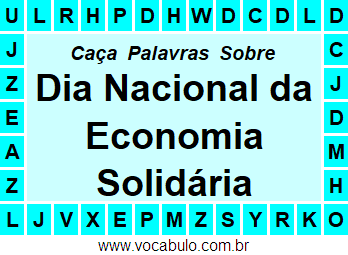 Caça Palavras Sobre o Dia Nacional da Economia Solidária