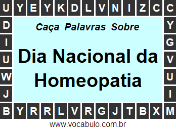 Caça Palavras Dia Nacional da Homeopatia