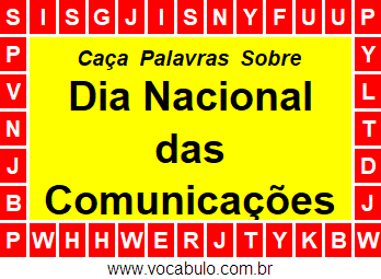 Caça Palavras Sobre o Dia Nacional das Comunicações