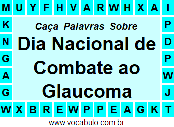 Caça Palavras Dia Nacional de Combate ao Glaucoma