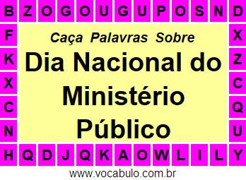 Caça Palavras Dia Nacional do Ministério Público