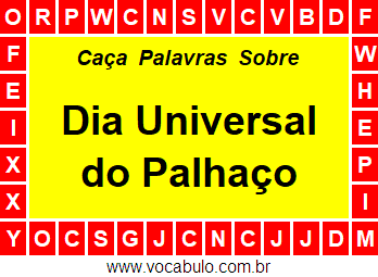 Caça Palavras Dia Universal do Palhaço