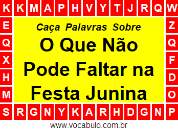 Caça Palavras O Que Não Pode Faltar na Festa Junina