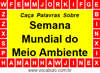 Caça Palavras Sobre a Semana Mundial do Meio Ambiente